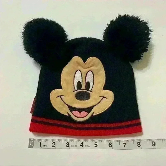 DISNEY Junior Mickey Mouse Red Black BEANIE Winter Hat Cap TODDLER 2T-4T - Picture 2 of 6